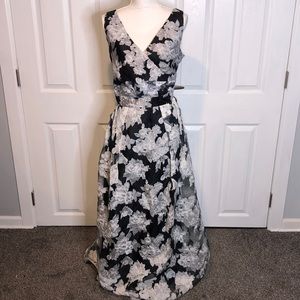 Betsy & Adam Black and Silver Ball Gown